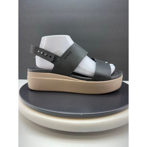 CROCS Literide Brooklyn Low Wedge Platform Sandals Womens Size 9 Black Shoes - Picture 5 of 11